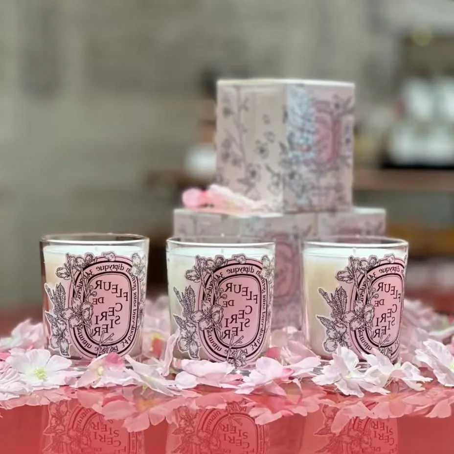 Home Fragrance Diptyque - شموع عطر ساكورا معطرة ، شموع